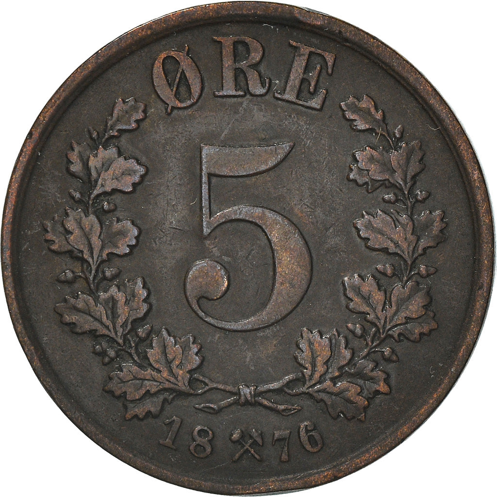 Coin, Norway, 5 Öre, 1876, EF(40-45), Bronze, KM:349