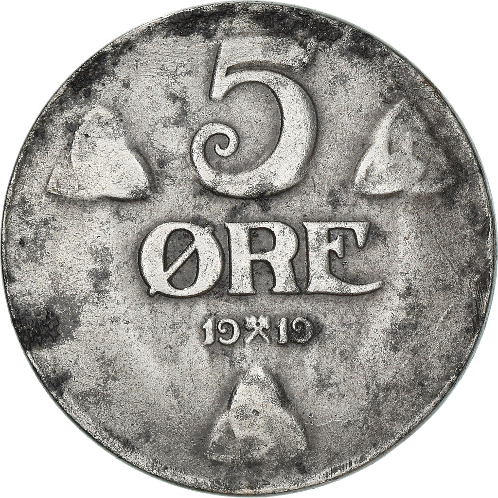 Coin, Norway, Haakon VII, 5 Öre, 1919, VF(30-35), Iron, KM:368a
