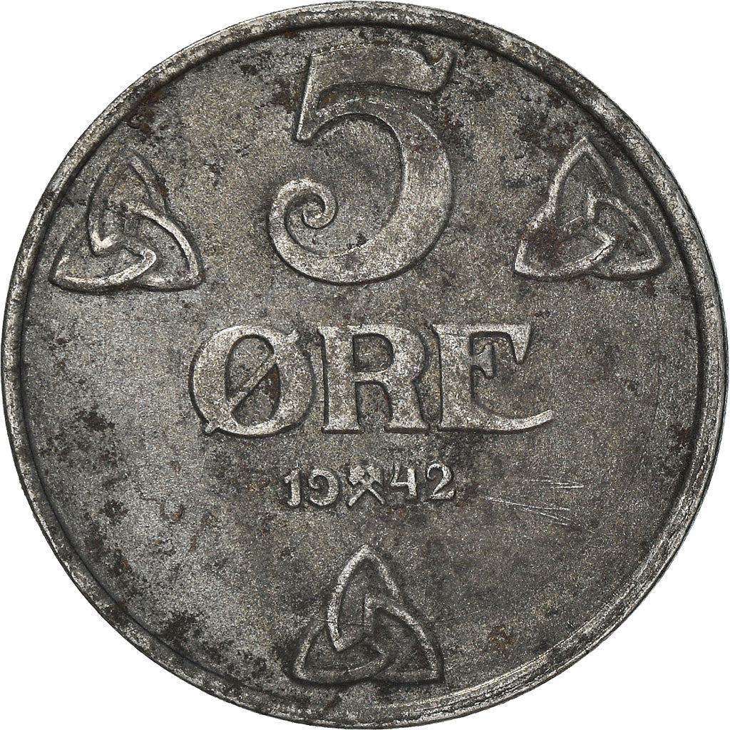 Coin, Norway, Haakon VII, 5 Öre, 1942, VF(30-35), Iron, KM:388