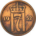 Moneda, Noruega, Haakon VII, 5 Öre, 1952, Kongsberg, BC+, Bronce, KM:368