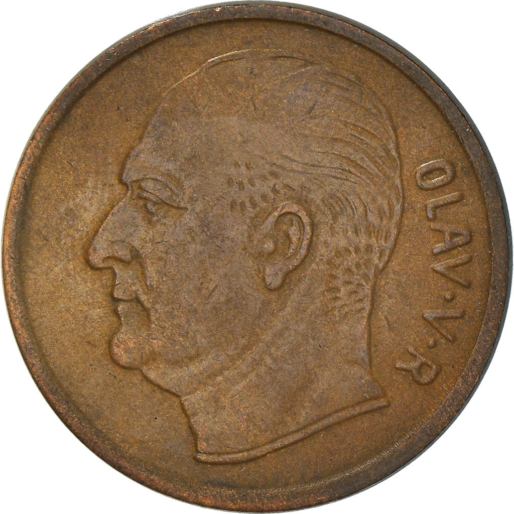 Moneda, Noruega, Olav V, 5 Öre, 1961, MBC, Bronce, KM:405