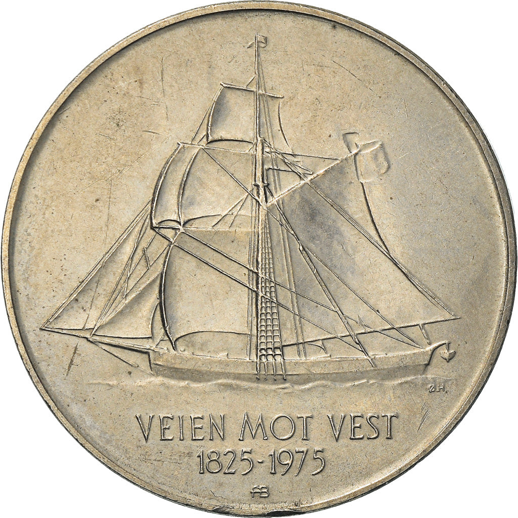 Coin, Norway, Olav V, 5 Kroner, 1975, EF(40-45), Copper-nickel, KM:422