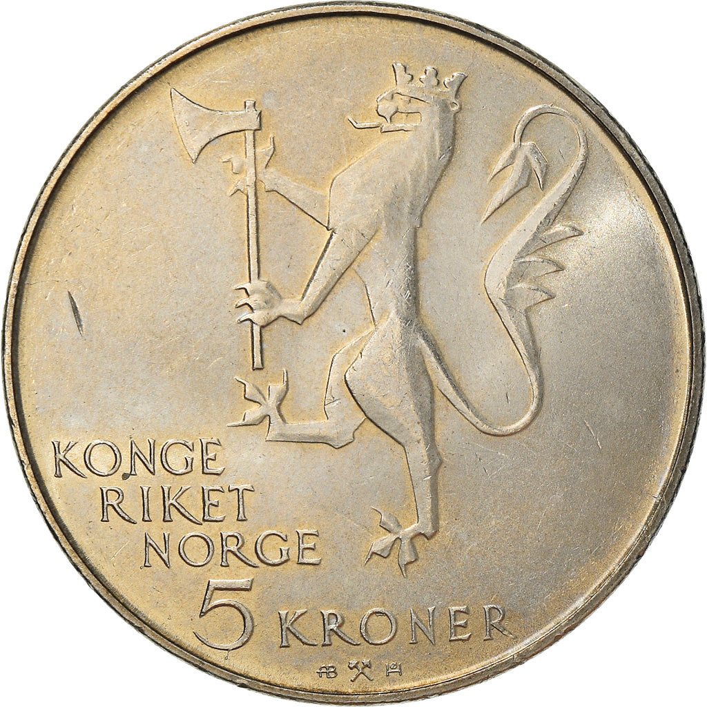 Coin, Norway, Olav V, 5 Kroner, 1978, EF(40-45), Copper-nickel, KM:423