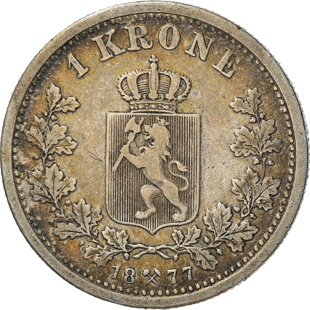 Coin, Norway, Krone, 1877, VF(30-35), Silver, KM:357