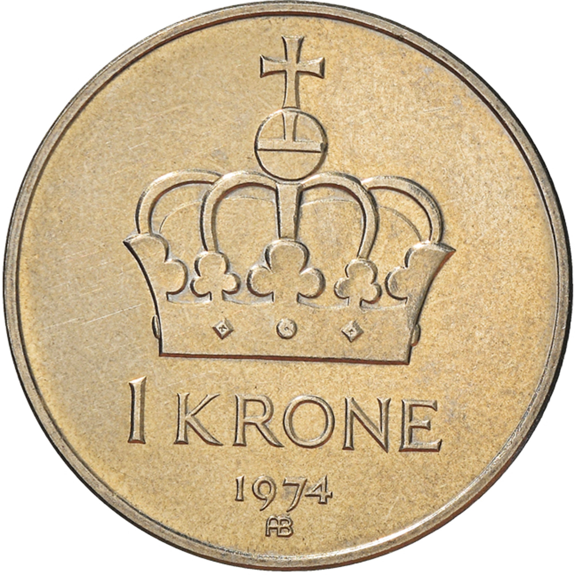 Moneda, Noruega, Olav V, Krone, 1974, EBC, Cobre - níquel, KM:419