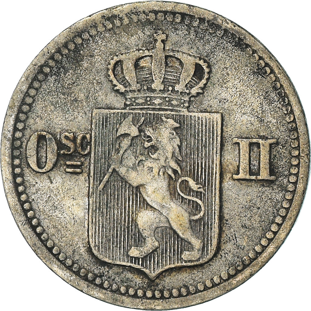 Moneda, Noruega, 10 Öre, 1874, BC+, Plata, KM:345