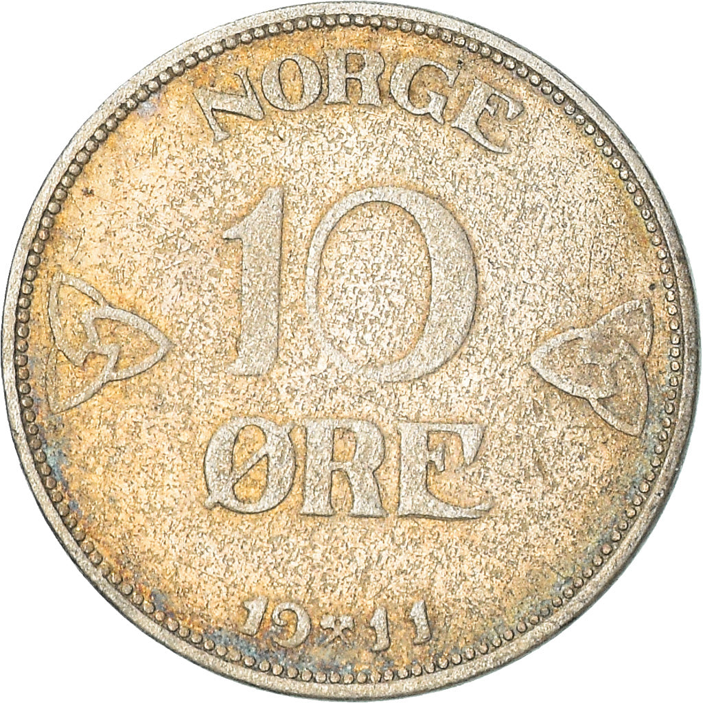 Coin, Norway, Haakon VII, 10 Öre, 1911, VF(30-35), Silver, KM:372