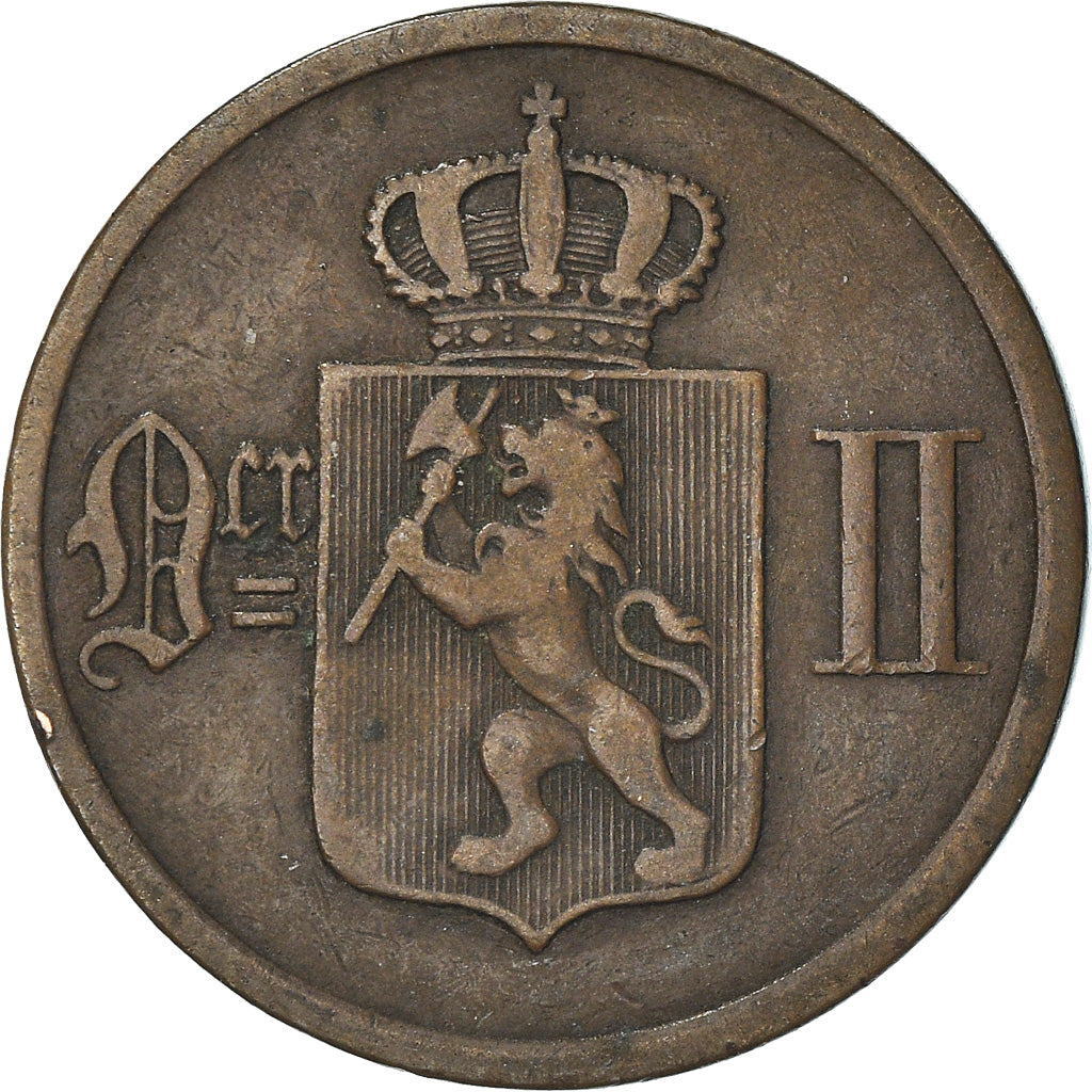 Moneta, Norvegia, 2 Öre, 1877, BB, Bronzo, KM:353