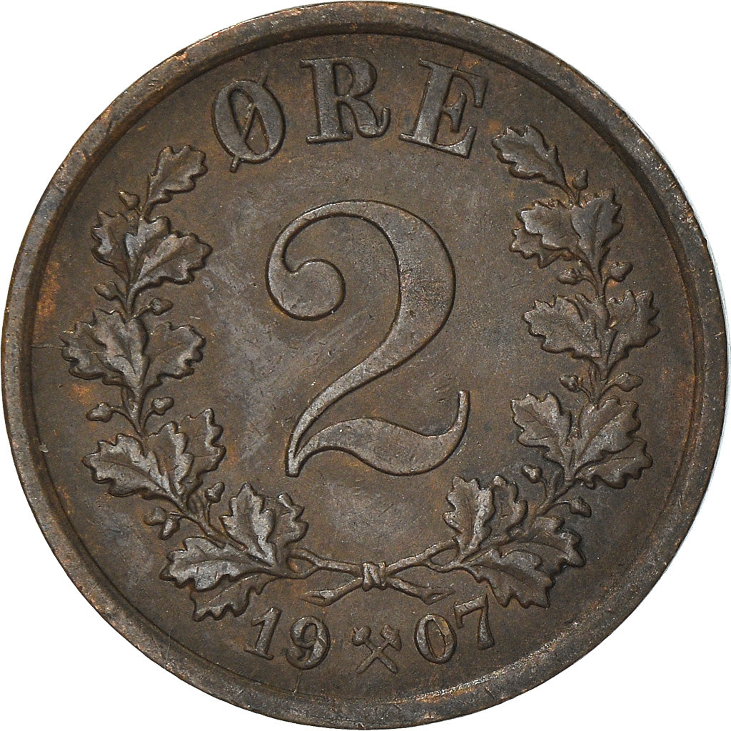 Coin, Norway, Haakon VII, 2 Öre, 1907, VF(30-35), Bronze, KM:362