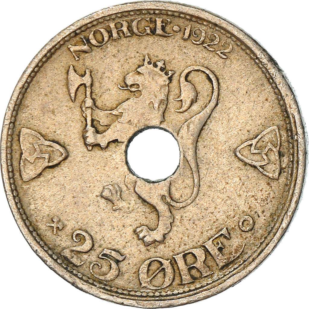 Coin, Norway, Haakon VII, 25 Öre, 1922, VF(30-35), Copper-nickel, KM:382