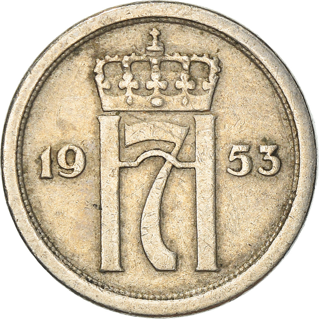 Moneda, Noruega, Haakon VII, 25 Öre, 1953, BC+, Cobre - níquel, KM:401