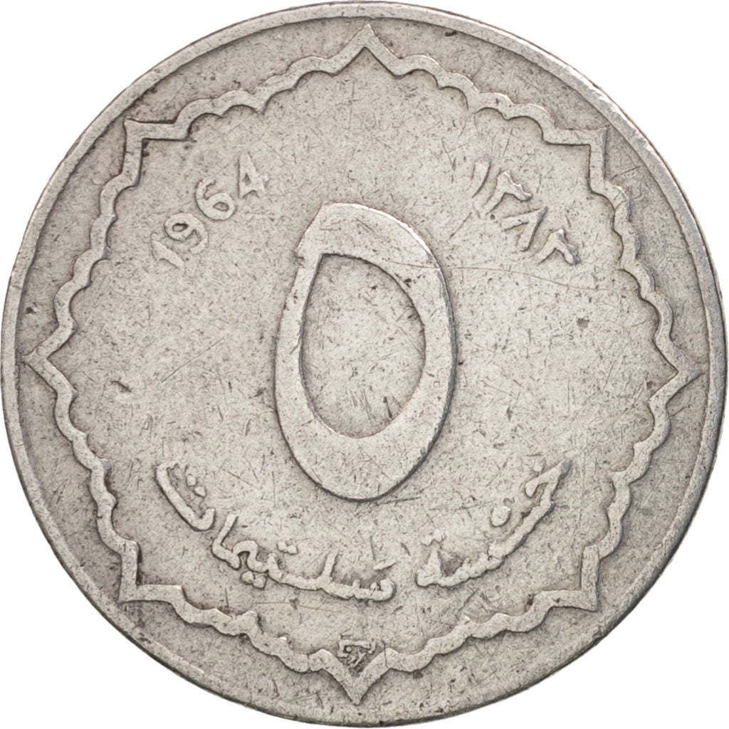Algeria, 5 Centimes, 1964, MB+, Alluminio, KM:96