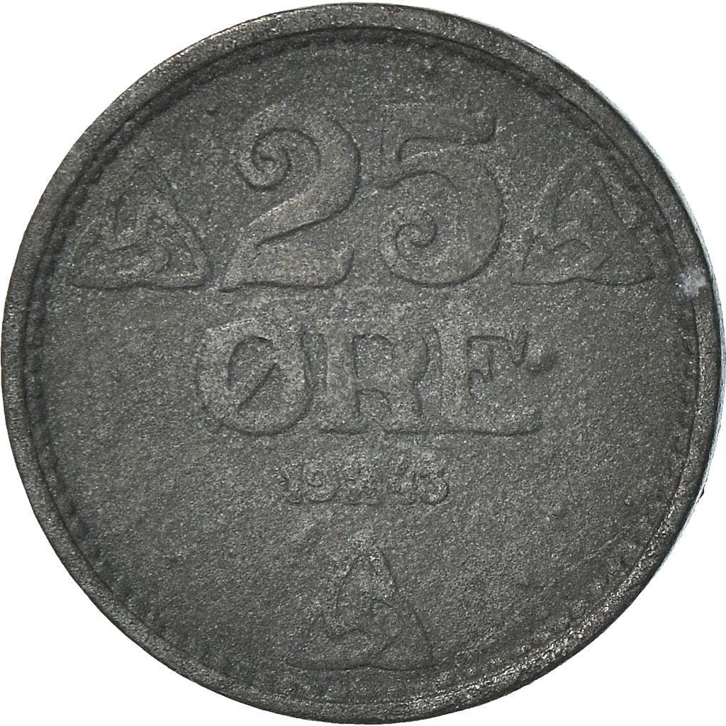 Coin, Norway, Haakon VII, 25 Öre, 1943, VF(30-35), Zinc, KM:395