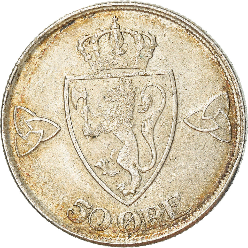 Coin, Norway, Haakon VII, 50 Öre, 1918, EF(40-45), Silver, KM:374
