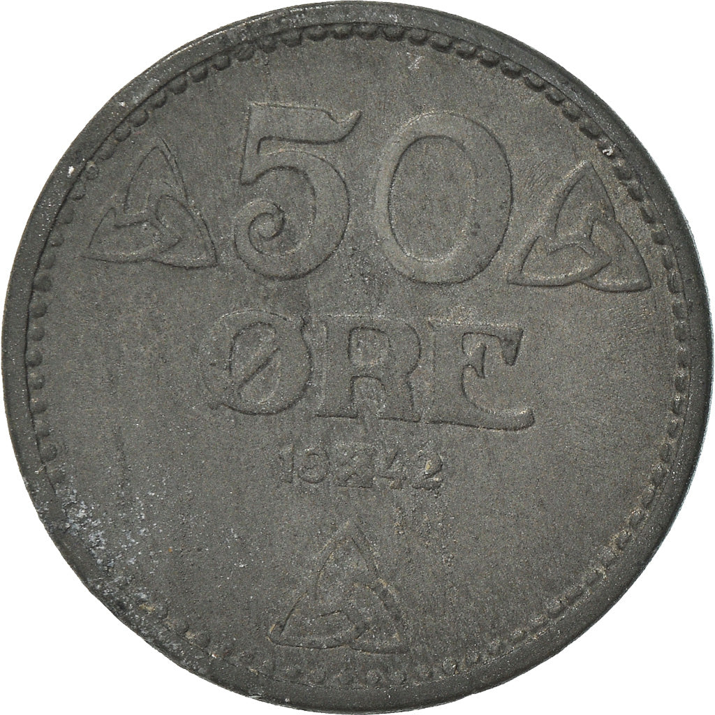 Monnaie, Norvège, Haakon VII, 50 Öre, 1942, TB+, Zinc, KM:390