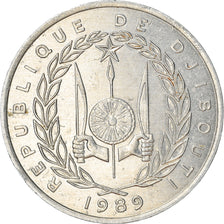 Coin, Djibouti, 5 Francs, 1989, Paris, EF(40-45), Aluminum, KM:22