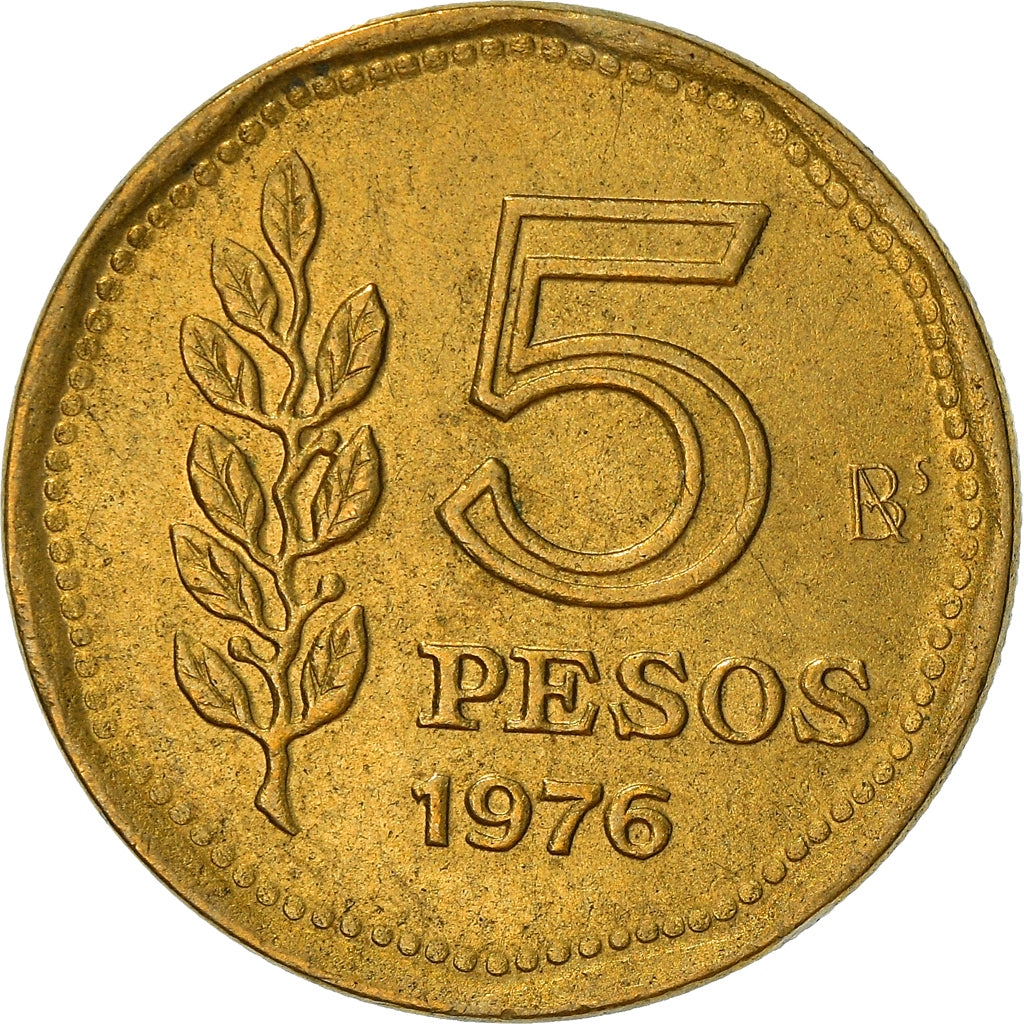 Coin, Argentina, 5 Pesos, 1976, EF(40-45), Aluminum-Bronze, KM:71