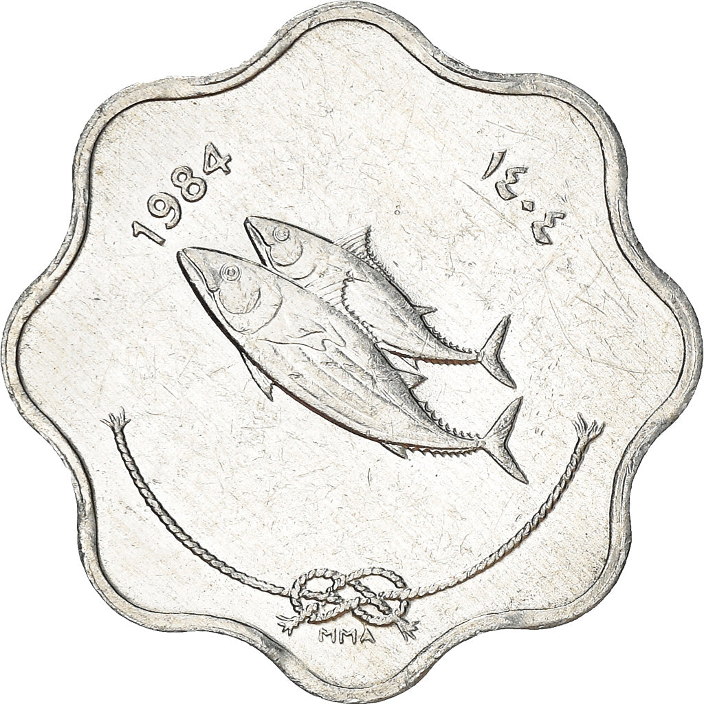 Coin, MALDIVE ISLANDS, 5 Laari, 1984, EF(40-45), Aluminum, KM:69