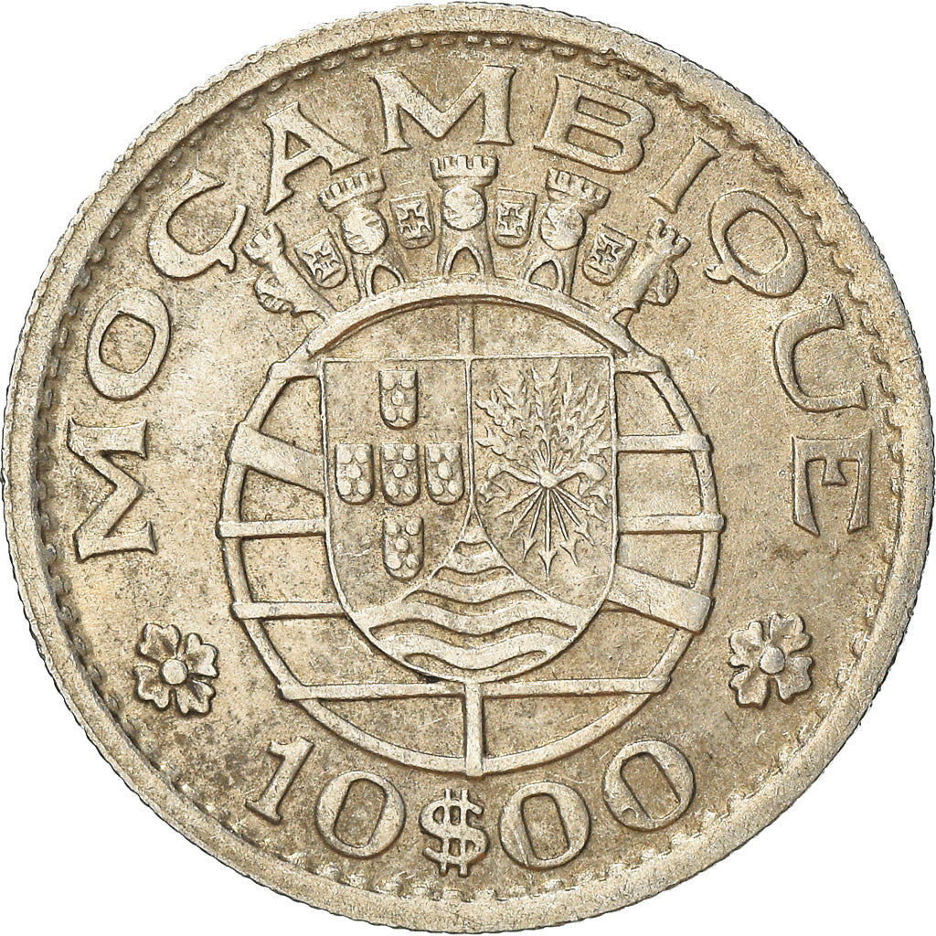 Coin, Mozambique, 10 Escudos, 1952, EF(40-45), Silver, KM:79