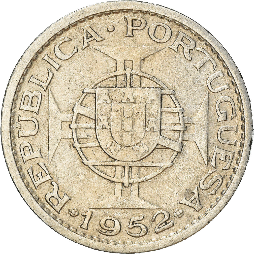 Moneda, Mozambique, 10 Escudos, 1952, MBC, Plata, KM:79