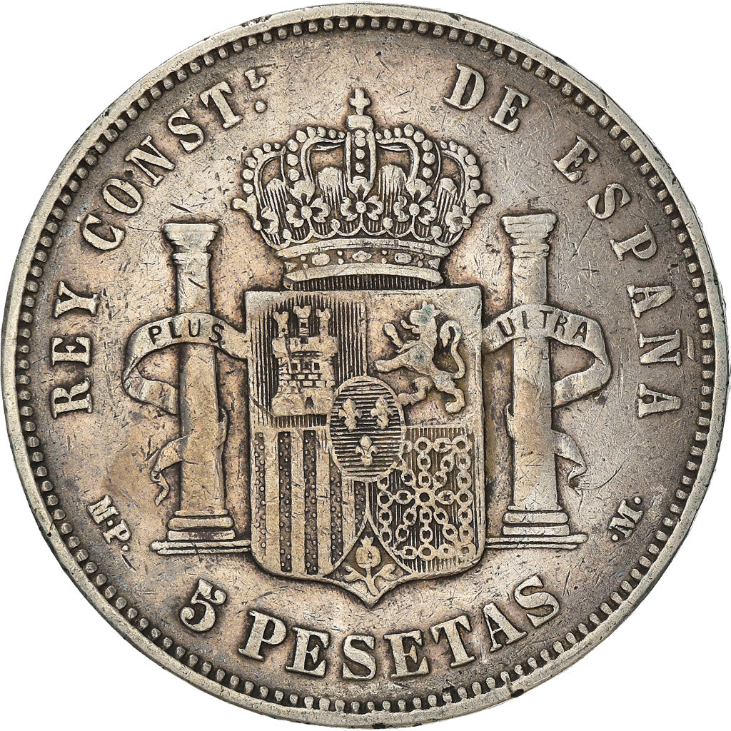 Coin, Spain, Alfonso XIII, 5 Pesetas, 1888, Madrid, VF(30-35), Silver, KM:689