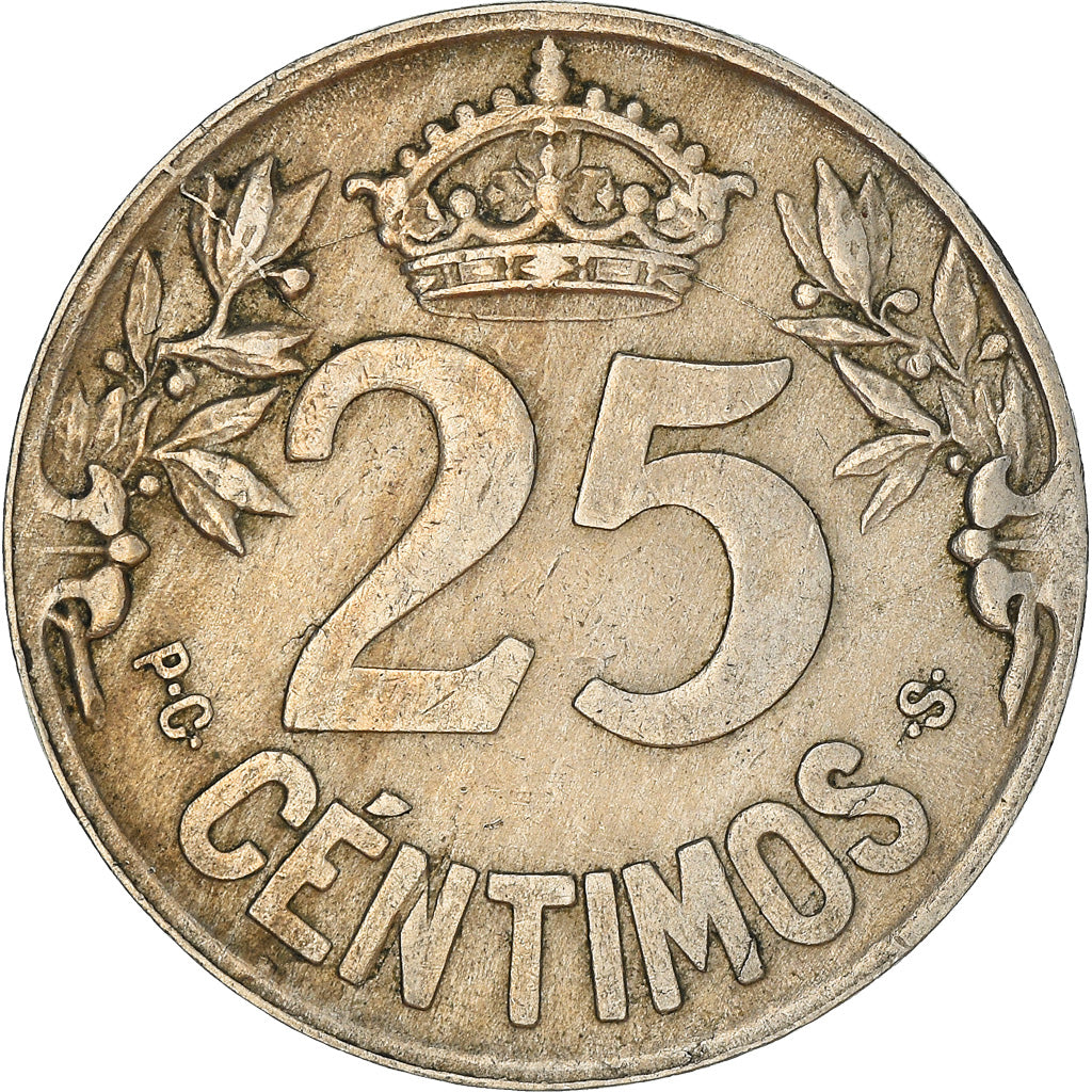 Coin, Spain, Alfonso XIII, 25 Centimos, 1925, Madrid, EF(40-45), Copper-nickel