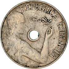 Coin, Spain, 25 Centimos, 1934, Vienna, VF(30-35), Copper-nickel, KM:751