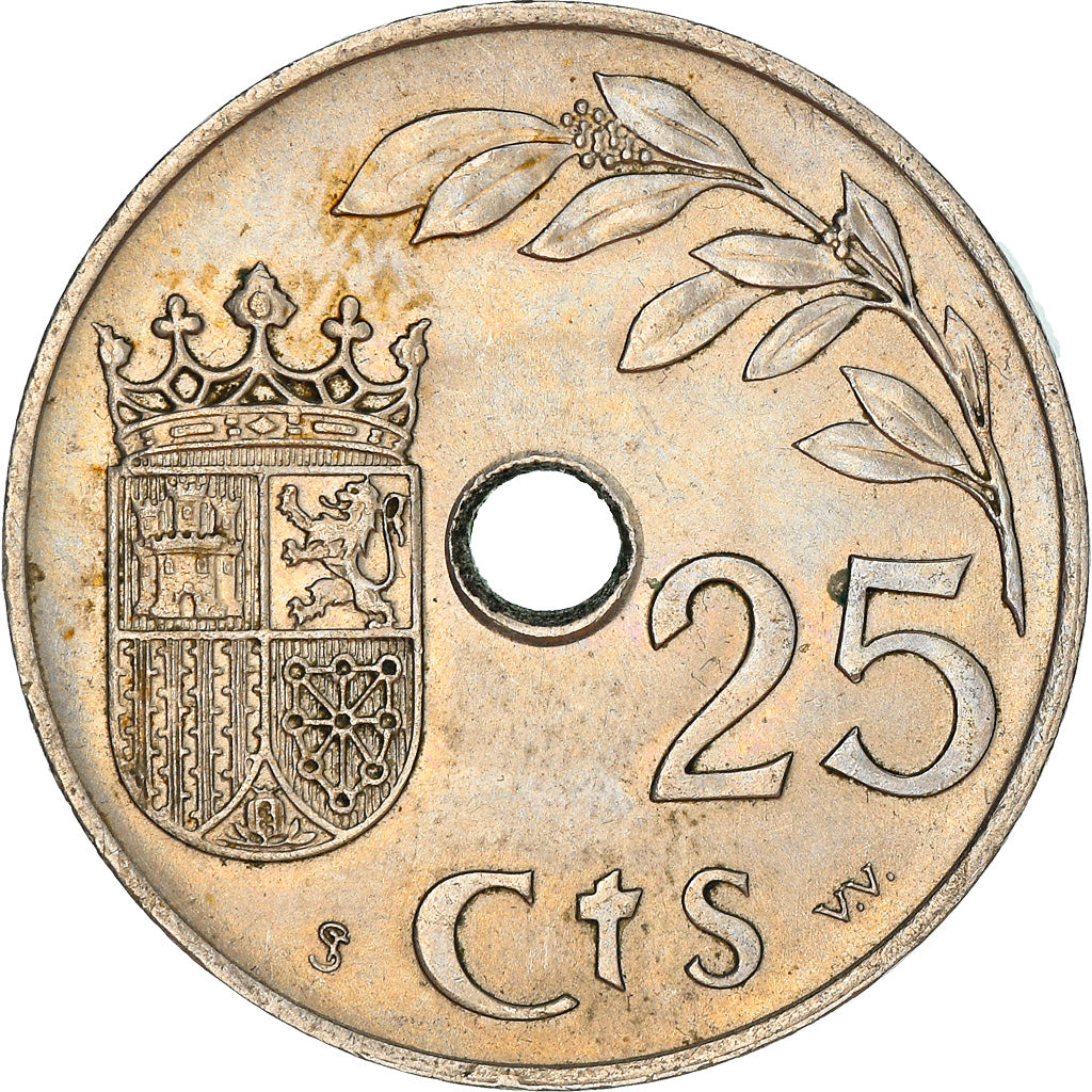 Coin, Spain, 25 Centimos, 1937, Vienna, EF(40-45), Copper-nickel, KM:753