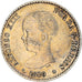 Moeda, Espanha, Alfonso XIII, 50 Centimos, 1889, Madrid, VF(30-35), Prata