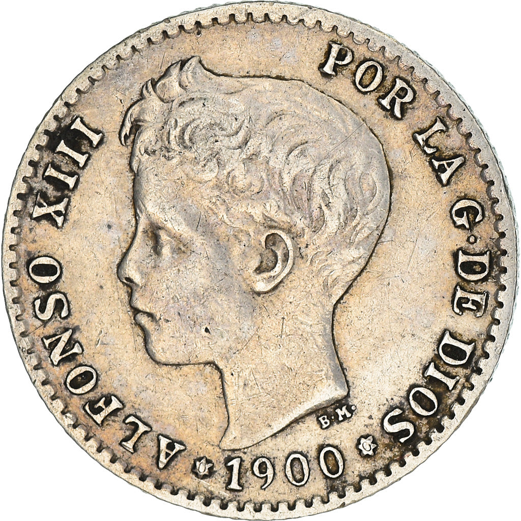 Coin, Spain, Alfonso XIII, 50 Centimos, 1900, Madrid, VF(30-35), Silver, KM:705