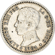 Moeda, Espanha, Alfonso XIII, 50 Centimos, 1910, Madrid, VF(30-35), Prata