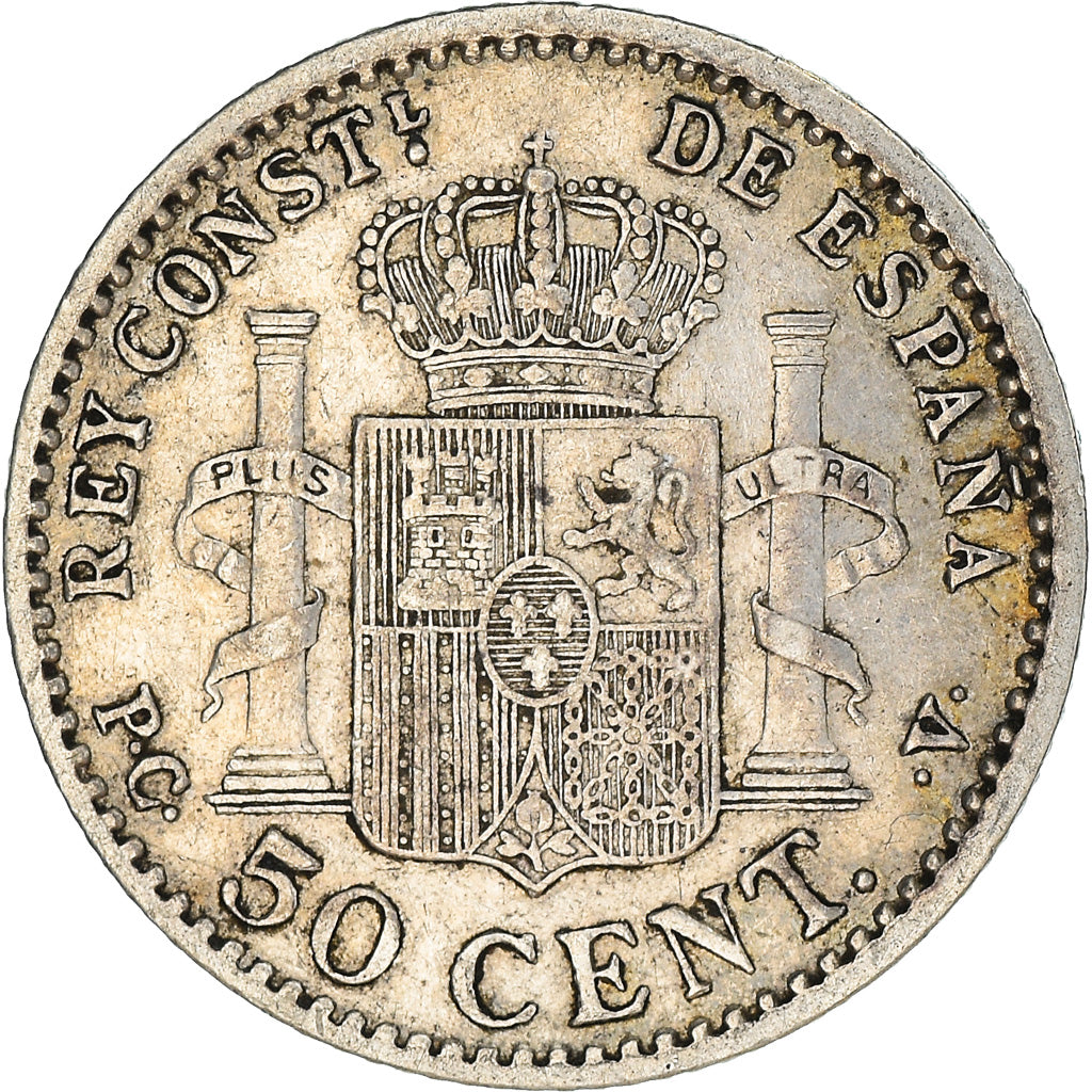 Monnaie, Espagne, Alfonso XIII, 50 Centimos, 1910, Madrid, TB+, Argent, KM:723
