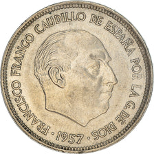 Munten, Spanje, Caudillo and regent, 25 Pesetas, 1958, ZF, Cupro-nikkel, KM:787