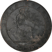 Coin, Spain, Provisional Government, 5 Centimos, 1870, VF(20-25), Copper, KM:662