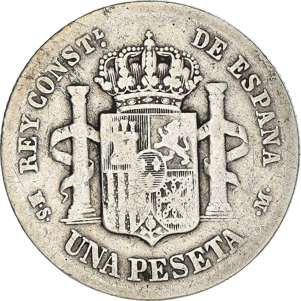 Moneta, Spagna, Alfonso XII, Peseta, 1883, Madrid, MB, Argento, KM:686