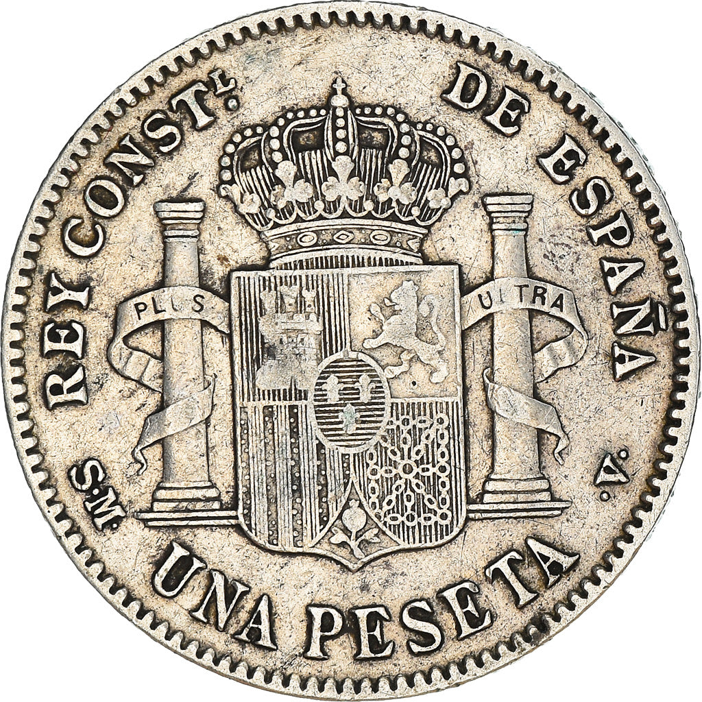 Moneda, España, Alfonso XIII, Peseta, 1900, Madrid, BC+, Plata, KM:706