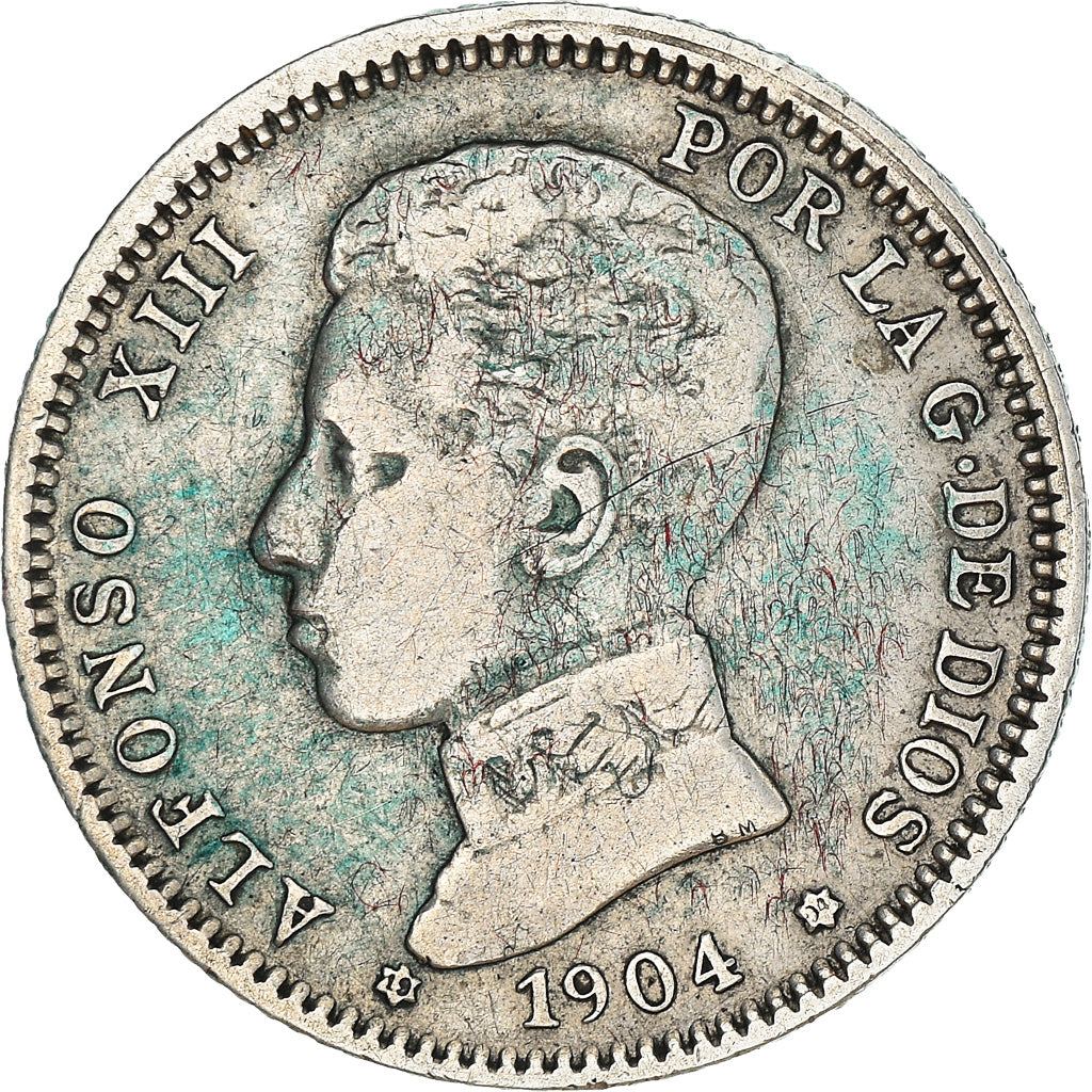Coin, Spain, Alfonso XIII, Peseta, 1904, Madrid, VF(30-35), Silver, KM:721