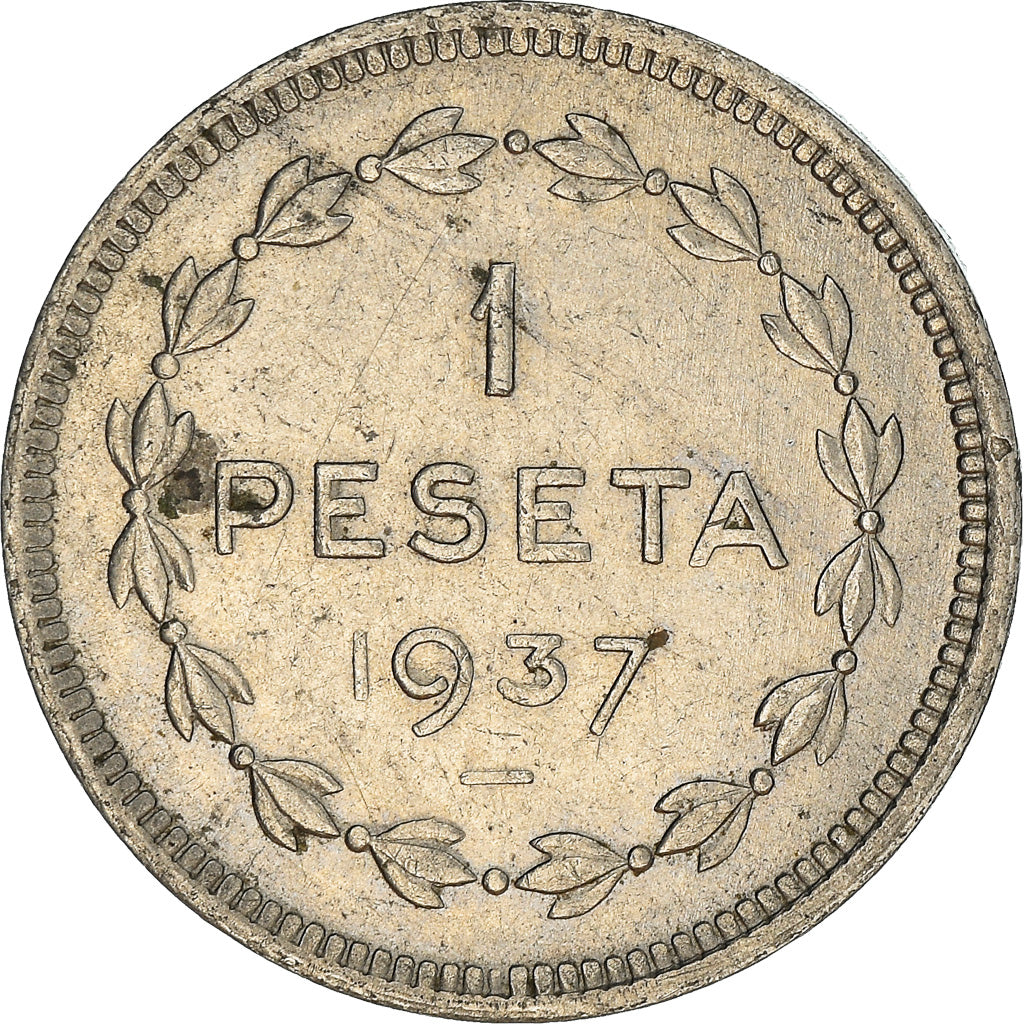 Moneta, GUERRA CIVILE SPAGNOLA, EUZKADI, Peseta, 1937, Brussels, BB, Nichel