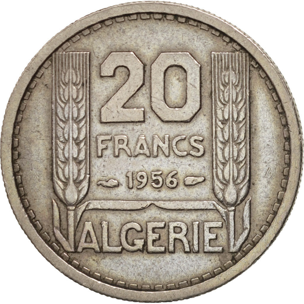 Algeria, 20 Francs, 1956, Paris, EF(40-45), Copper-nickel, KM:91