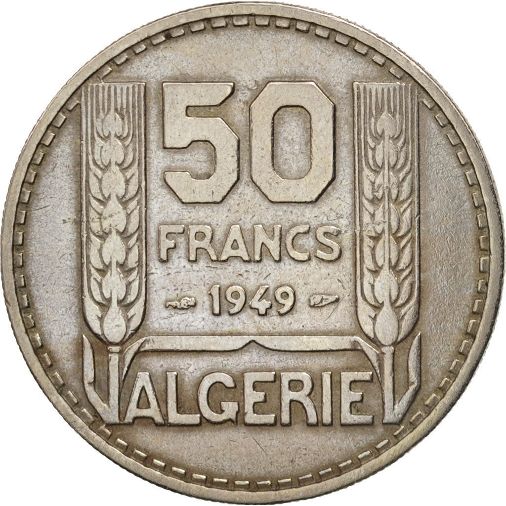 Algeria, 50 Francs, 1949, Paris, EF(40-45), Copper-nickel, KM:92