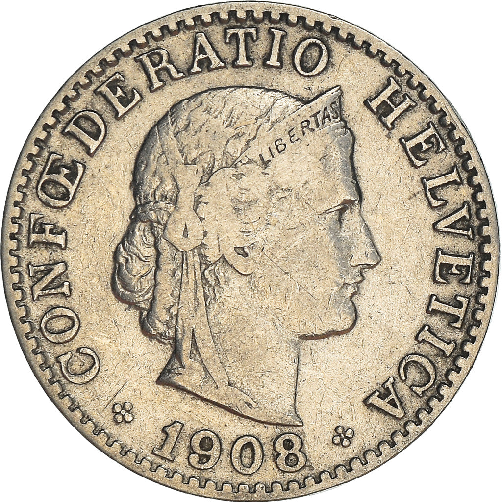 Monnaie, Suisse, 20 Rappen, 1908, Bern, TB+, Nickel, KM:29