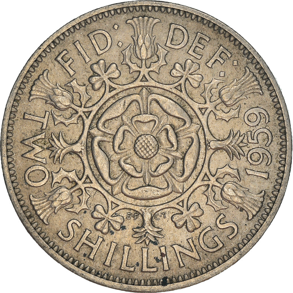 Coin, Great Britain, Elizabeth II, Florin, Two Shillings, 1959, EF(40-45)
