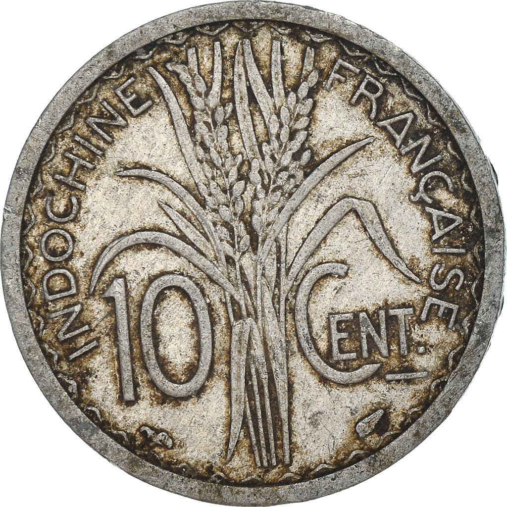 Moneda, INDOCHINA FRANCESA, 10 Cents, 1945, Paris, BC+, Aluminio, KM:28.1
