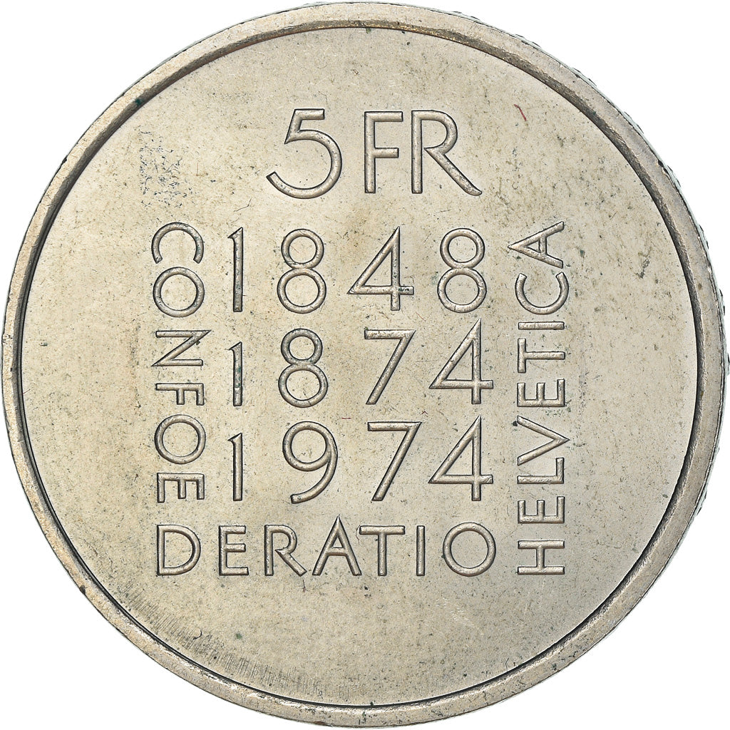 Coin, Switzerland, 5 Francs, 1974, Bern, EF(40-45), Copper-nickel, KM:52
