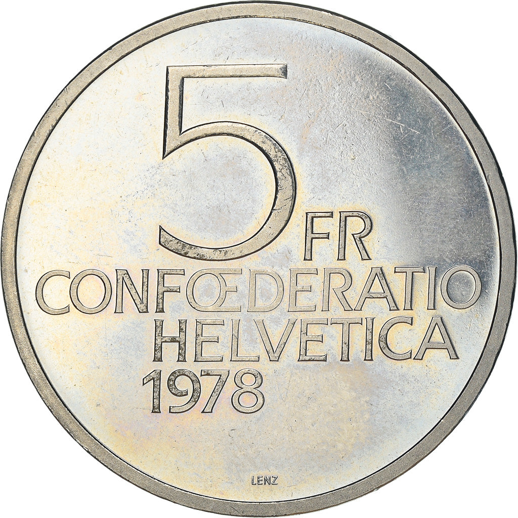 Coin, Switzerland, 5 Francs, 1978, Bern, EF(40-45), Copper-nickel, KM:56