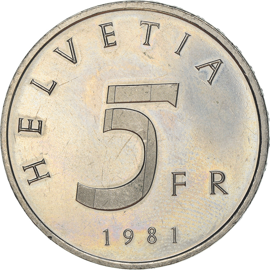 Coin, Switzerland, 5 Francs, 1981, Bern, EF(40-45), Copper-nickel, KM:60