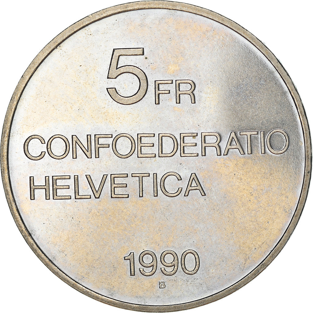 Coin, Switzerland, 5 Francs, 1990, Bern, AU(55-58), Copper-nickel, KM:69
