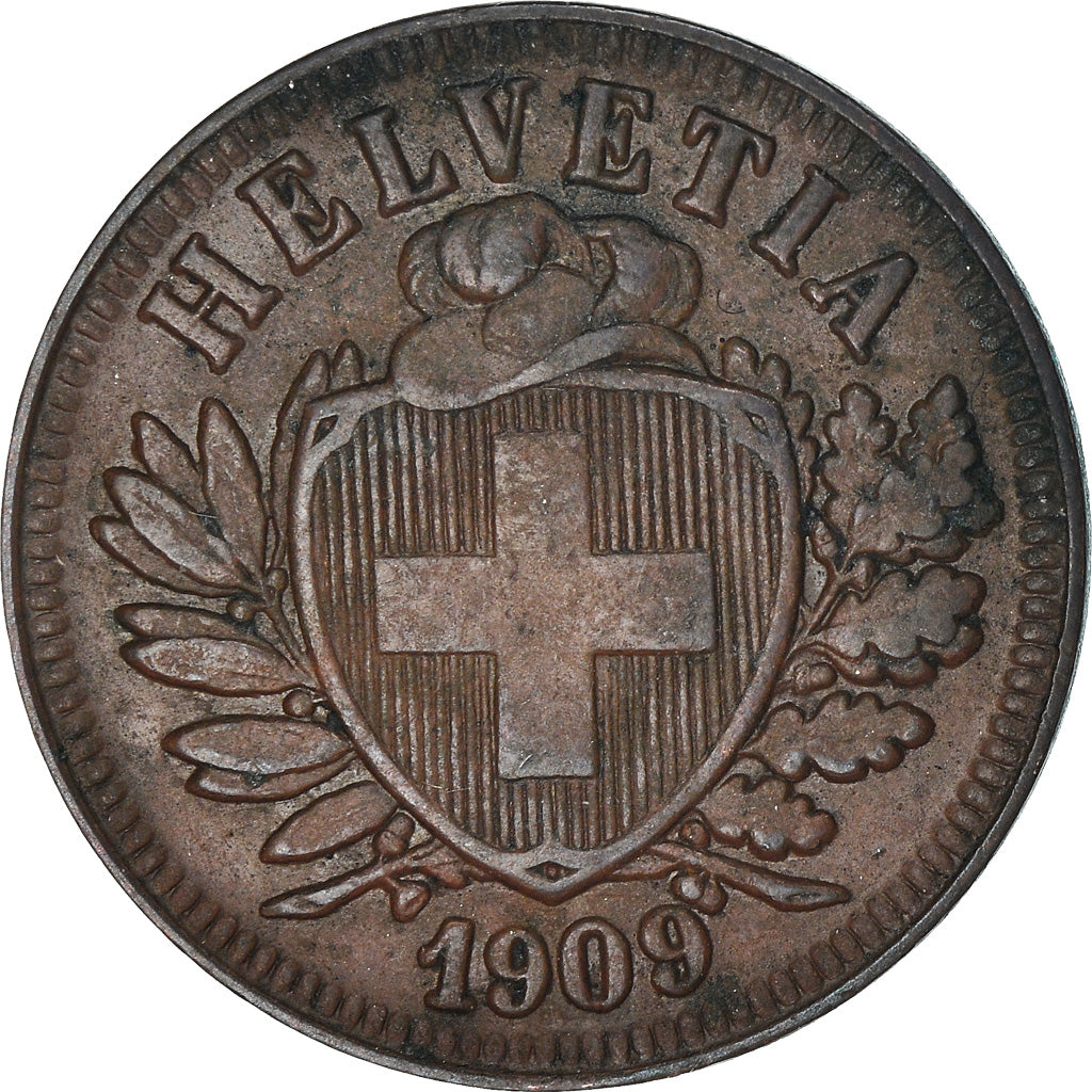 Coin, Switzerland, 2 Rappen, 1909, Bern, VF(30-35), Bronze, KM:4.2