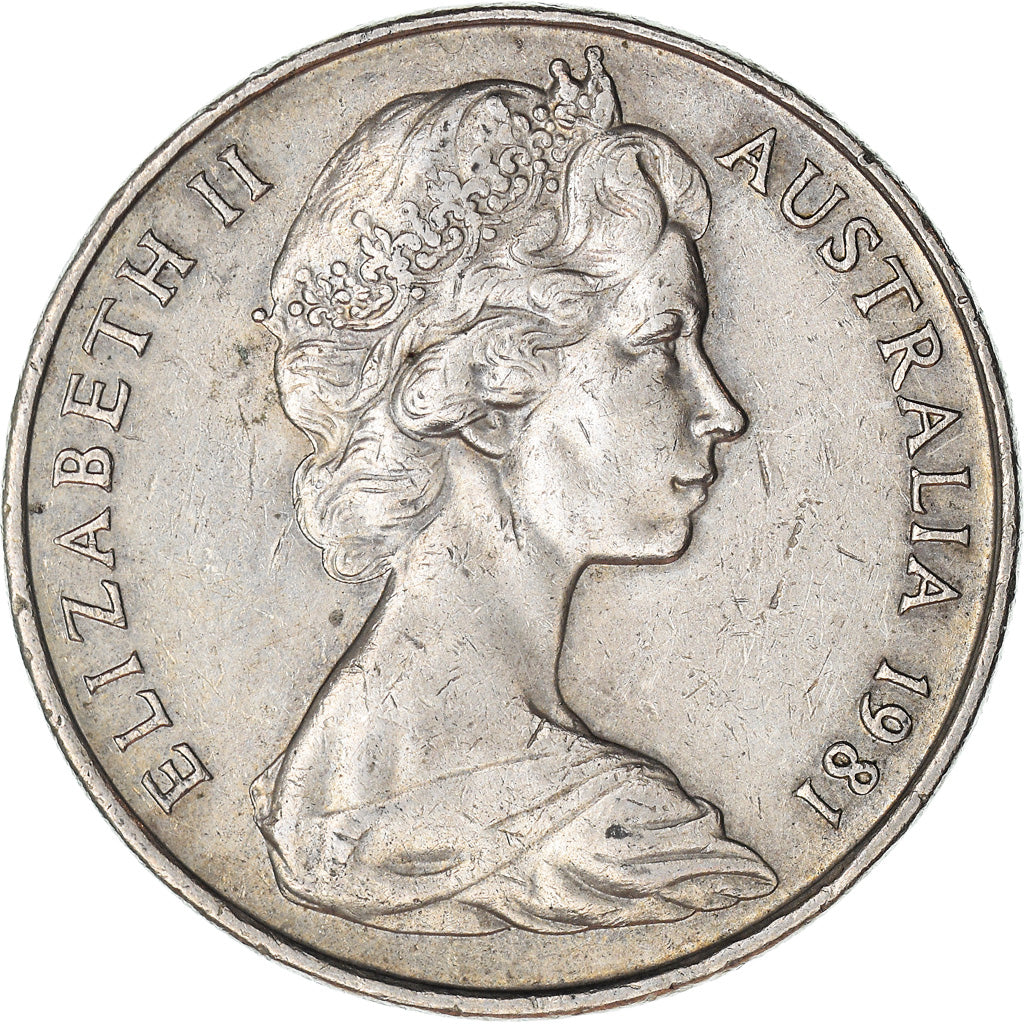 Moeda, Austrália, Elizabeth II, 20 Cents, 1981, Melbourne, EF(40-45)