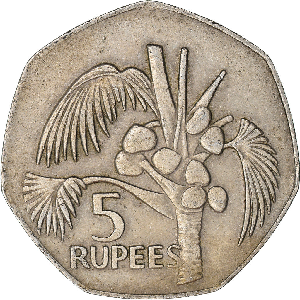 Coin, Seychelles, 5 Rupees, 1977, British Royal Mint, VF(30-35), Copper-nickel